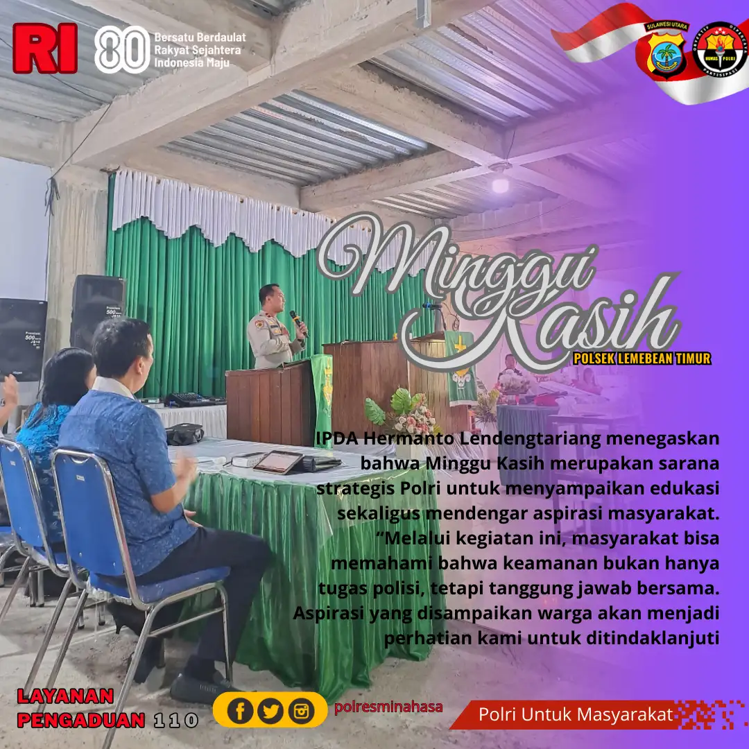 Kapolsek Lembean Timur Laksanakan Minggu Kasih di Gereja Kapatara Satu sebagai Sarana Edukasi Masyarakat